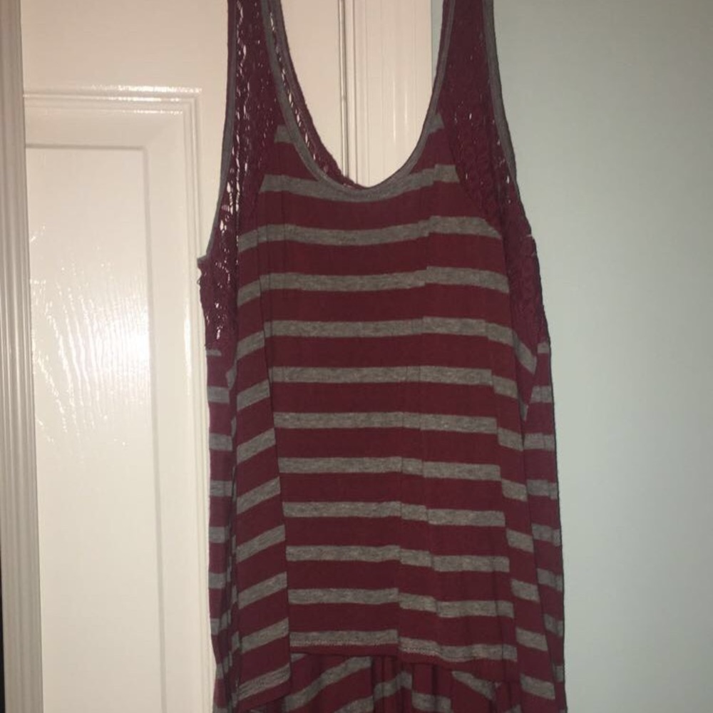 striped gray and garnet summer shirt
